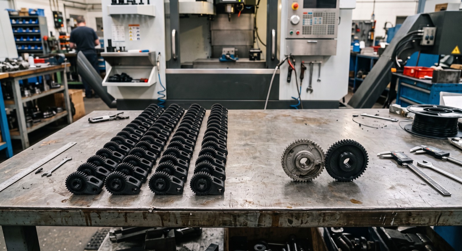 Ersatzteile für Industriemaschine – Nachfertigung von 500 Kleinteilen für eine Verpackungsmaschine nach 3D-Scan.